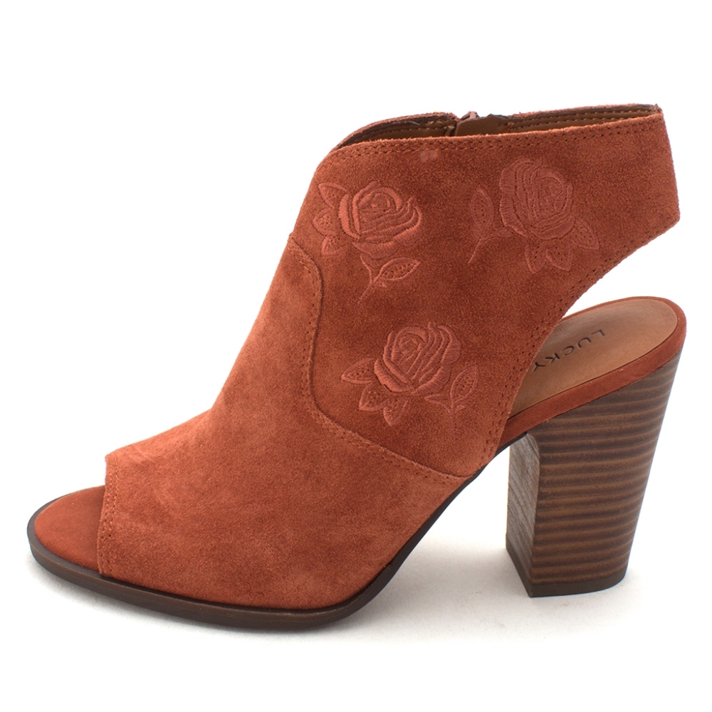 Lucky Brand Listana Boho Suede Floral Heel Booties